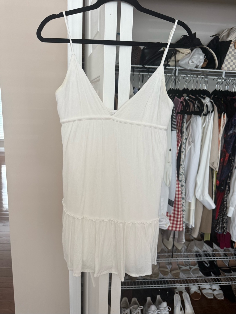 Garage White Spaghetti Strap Mini Dress